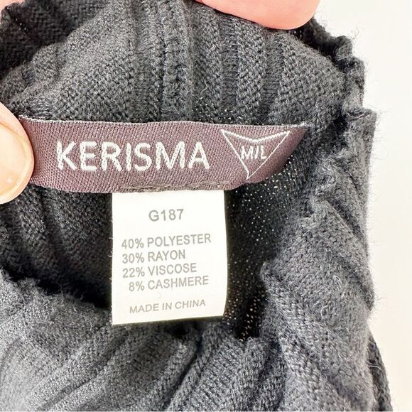 Kerisma Sleeveless Black Cashmere Blend Mini Dress Slimming Gathers Sz M/L‎ New - Picture 7 of 11